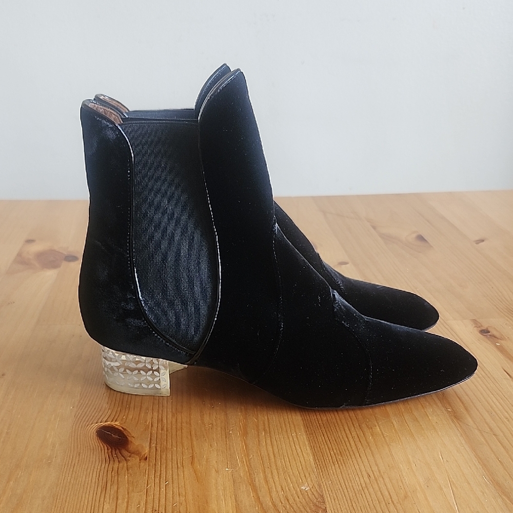 Alaia Paris Suede Clear Heel Stretchy Boots, Sz.36.